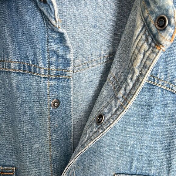 Harley-Davidson Motor Co Vintage Snap Front Denim Shirt Logo on Pocket XL L** - Picture 5 of 9